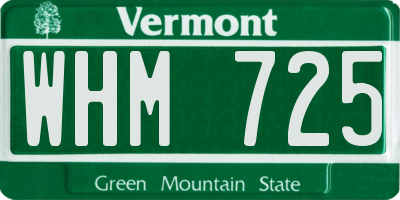 VT license plate WHM725