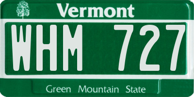 VT license plate WHM727