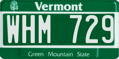 VT license plate WHM729