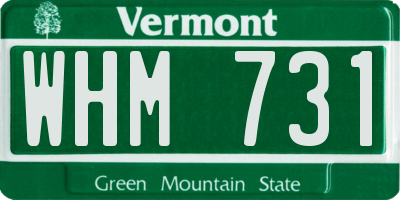 VT license plate WHM731