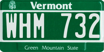 VT license plate WHM732