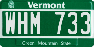VT license plate WHM733