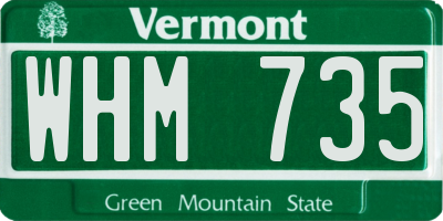 VT license plate WHM735