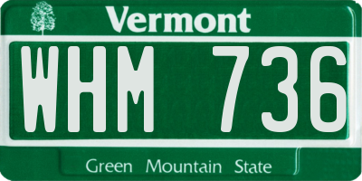 VT license plate WHM736