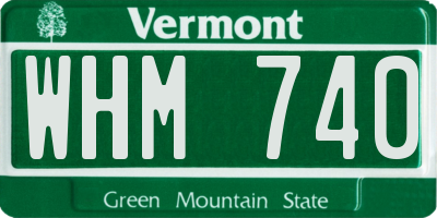 VT license plate WHM740