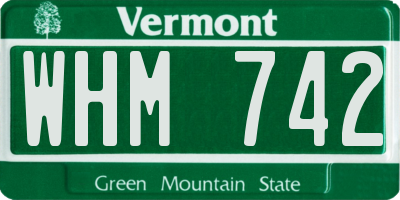 VT license plate WHM742