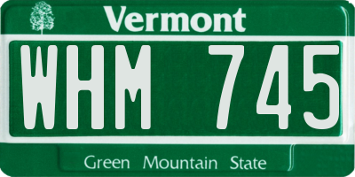 VT license plate WHM745