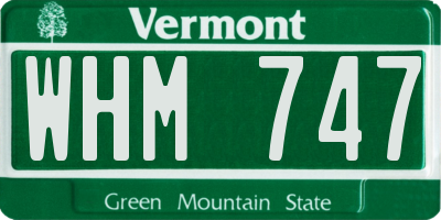 VT license plate WHM747