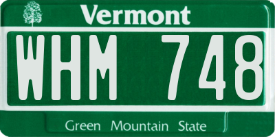 VT license plate WHM748
