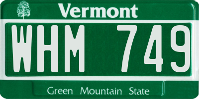 VT license plate WHM749