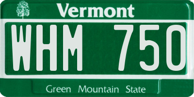 VT license plate WHM750