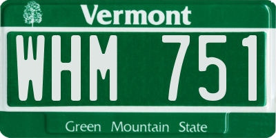 VT license plate WHM751