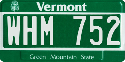 VT license plate WHM752