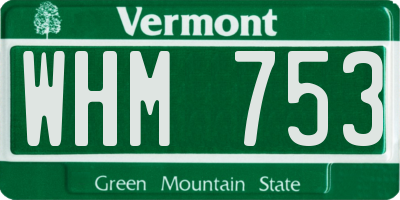 VT license plate WHM753