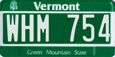 VT license plate WHM754
