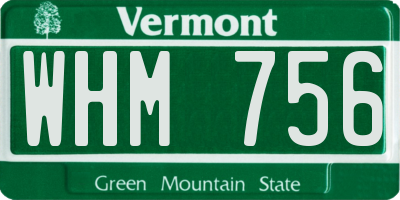 VT license plate WHM756