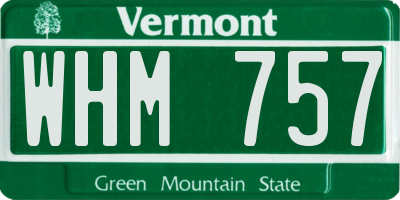 VT license plate WHM757