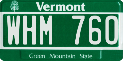 VT license plate WHM760