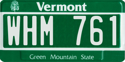 VT license plate WHM761