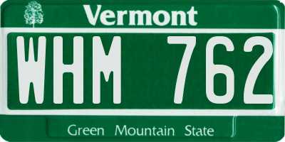 VT license plate WHM762