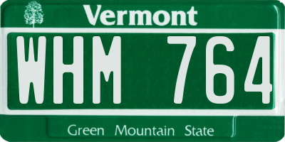 VT license plate WHM764