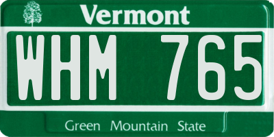 VT license plate WHM765