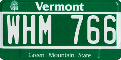 VT license plate WHM766