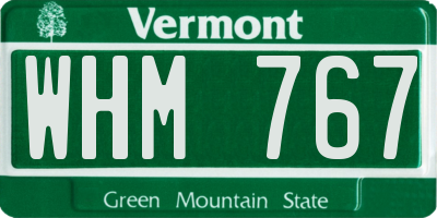 VT license plate WHM767