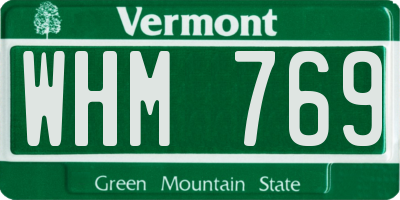 VT license plate WHM769