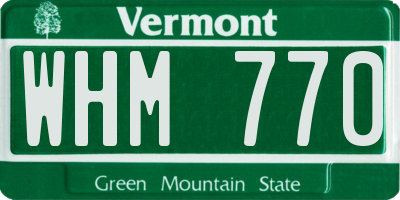 VT license plate WHM770