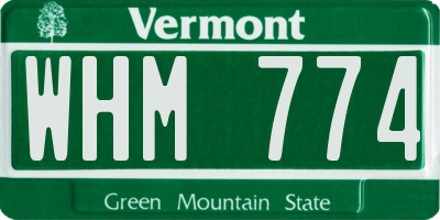 VT license plate WHM774