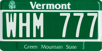 VT license plate WHM777