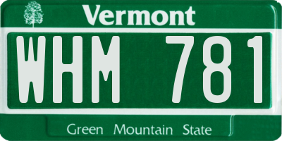 VT license plate WHM781