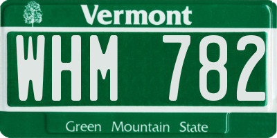 VT license plate WHM782