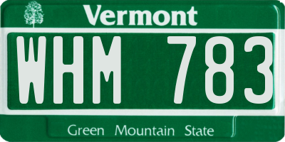 VT license plate WHM783