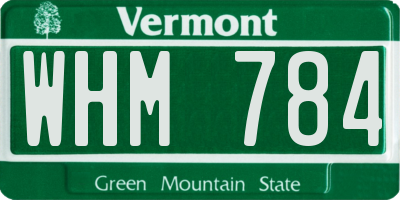 VT license plate WHM784