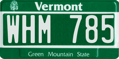 VT license plate WHM785