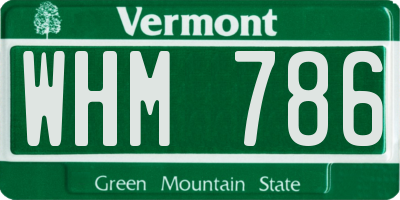 VT license plate WHM786