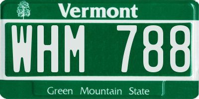 VT license plate WHM788