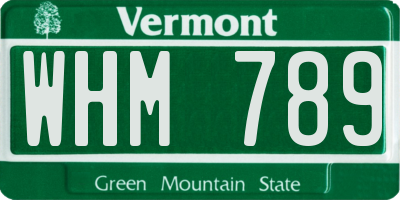 VT license plate WHM789