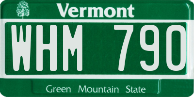 VT license plate WHM790
