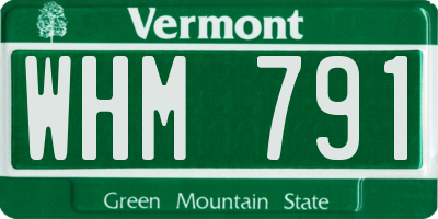 VT license plate WHM791