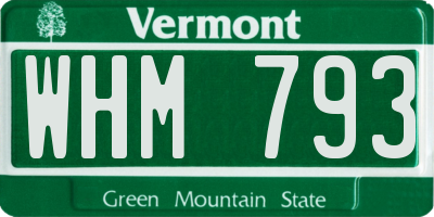 VT license plate WHM793