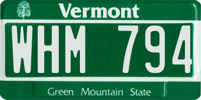 VT license plate WHM794