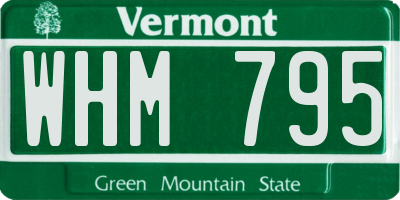 VT license plate WHM795
