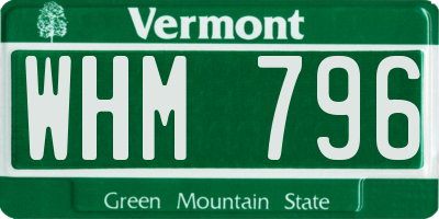 VT license plate WHM796