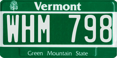 VT license plate WHM798