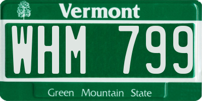 VT license plate WHM799