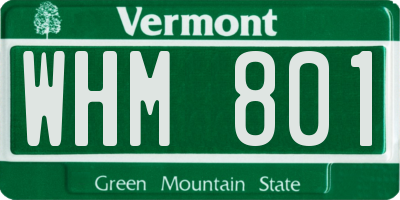 VT license plate WHM801
