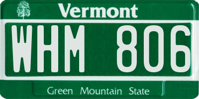 VT license plate WHM806